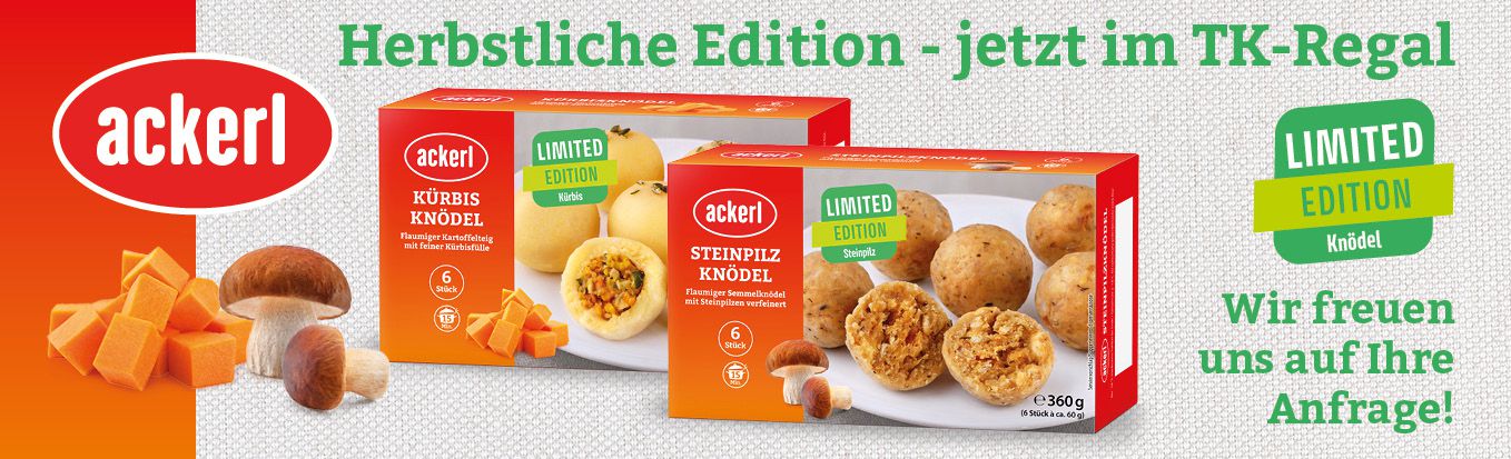 Verpackungen von Kürbis-Knödel und Steinpilz-Knödel